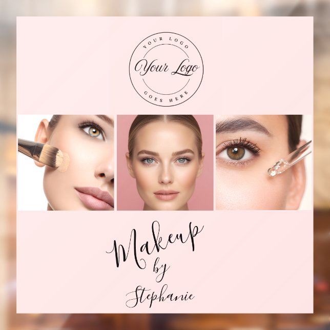  Pink Black Script Your Logo 3 Photo Makeup Window Cling (Sheet 2)