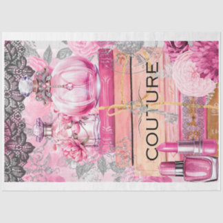 Pink & Black Shabby Glam Couture decoupage Paper