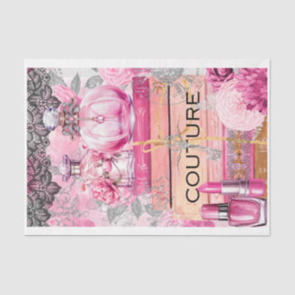 Pink & Black Shabby Glam Couture decoupage Paper