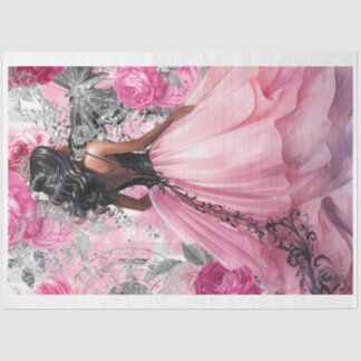 Pink & Black Shabby Glam Dress 2 Decoupage Paper