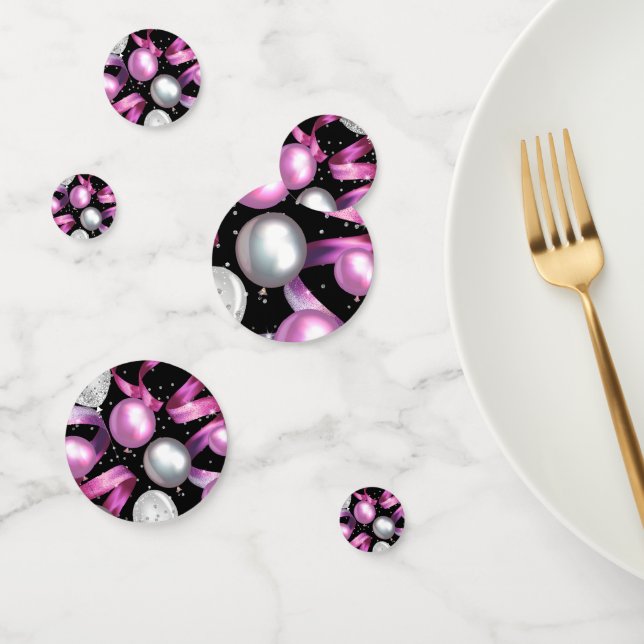 Pink Black Silver Glitter Birthday Party Confetti (Group)