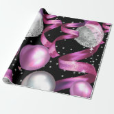 Glamorous Black Sparkly Glitter Sequins Cow Print Wrapping Paper, Zazzle