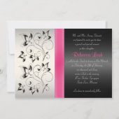 Pink, Black, Silver Gray Floral Bat Mitzvah Invite (Back)