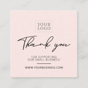 Pink & Black Simple Business Thank you Insert Card