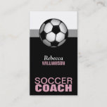 Pink &amp; Black Soccer Coach Business Cards at Zazzle