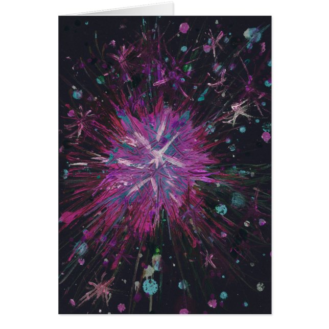 Pink Black Starburst Abstract Art Acrylic Painting (Front)