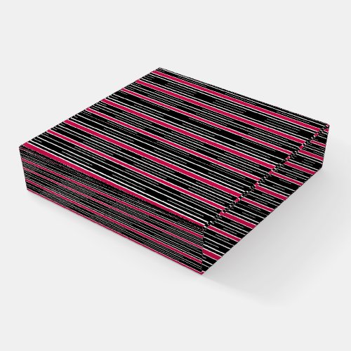 Pink Black Stripe School Office Paperweight