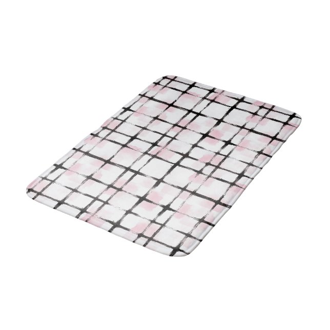 Pink Black Stripes   Bath Mat (Angled)