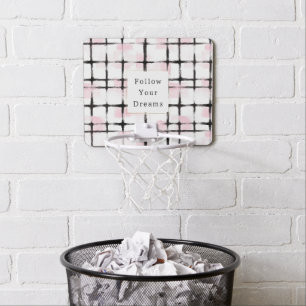Pink Black Stripes Follow your dreams Mini Basketball Hoop