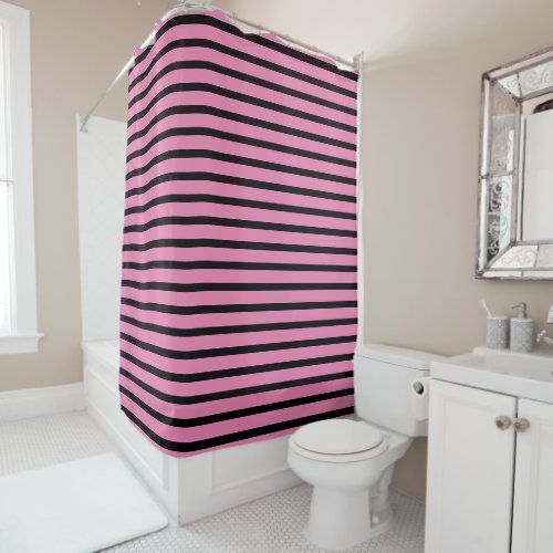 Pink Black Stripes Lines Patterns Girly Custom Shower Curtain