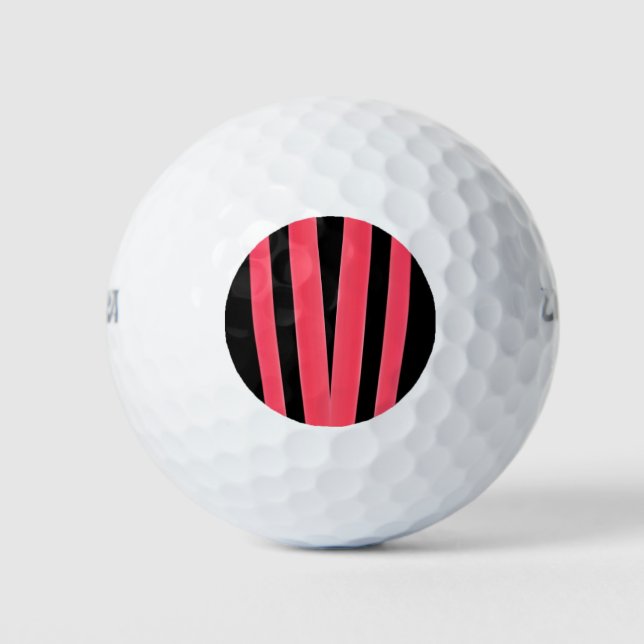PINK Black Stripes patterned Golf Ball – unique (Front)