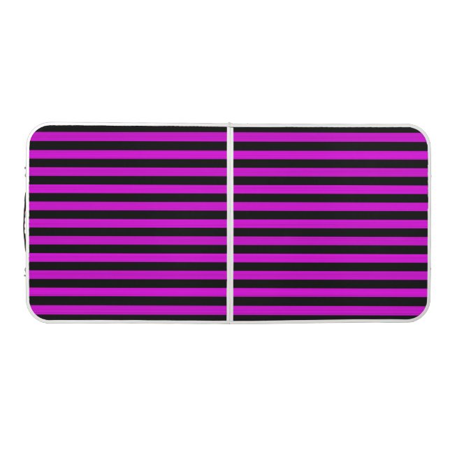 Pink Black Stripes Seamless Pattern Beer Pong Table (Top)