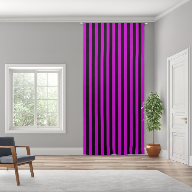 Pink Black Stripes Seamless Pattern Blackout Curtains (Wide)
