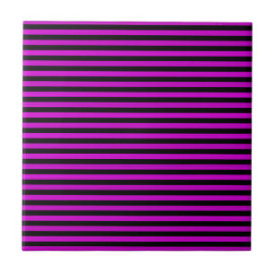 Pink Black Stripes Seamless Pattern Ceramic Tile