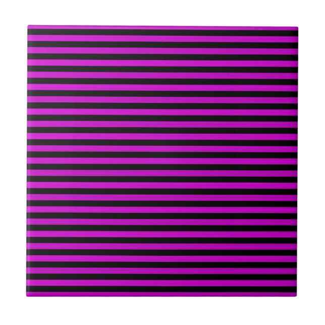 Pink Black Stripes Seamless Pattern Ceramic Tile (Front)