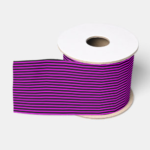 Pink Black Stripes Seamless Pattern Grosgrain Ribbon