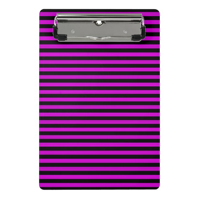 Pink Black Stripes Seamless Pattern Mini Clipboard (Front)