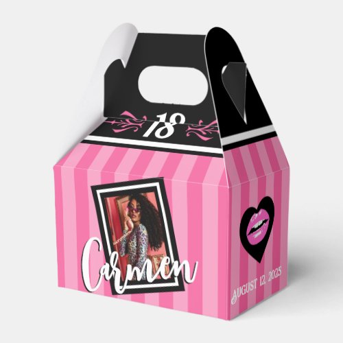 Pink  Black Sweet Heart Pink Spa Photo  Favor Boxes