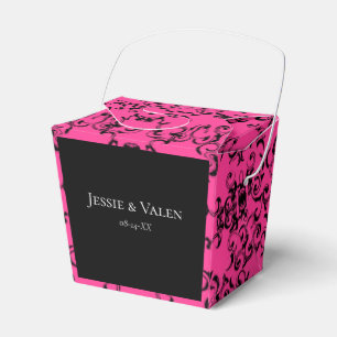 Pink Black Swirl Gothic Wedding Favor Boxes
