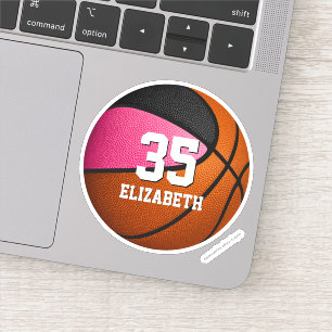 Pink black team colors girls basketball sticker