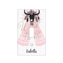 Pink & Black Tepee Arrows Boho Chic Wild ONE Light Switch Cover