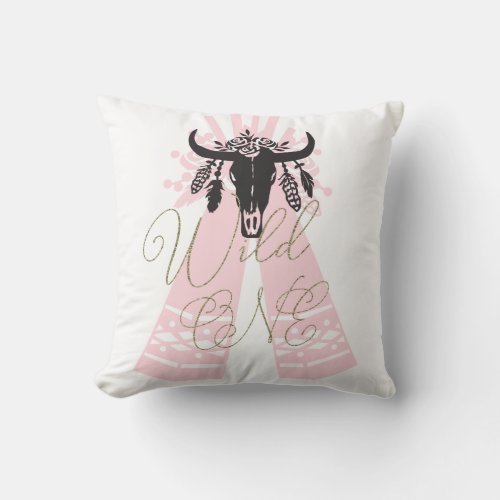 Pink  Black Tepee Arrows Boho Chic Wild ONE Throw Pillow