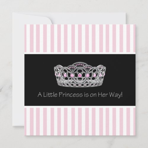 Pink Black Tiara Princess Baby Shower Invitation