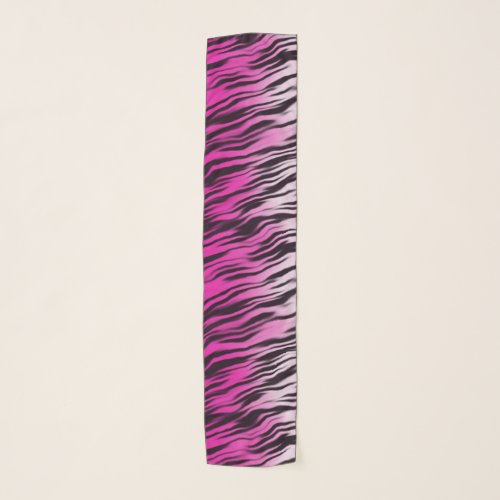 Pink Black Tiger Stripes Print Pattern Scarf