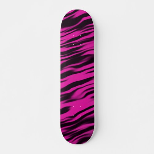 Pink Black Tiger Stripes Print Pattern Skateboard