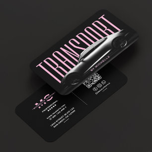 Pink Black Transport Driver Auto Rent Chauffeur Business Card