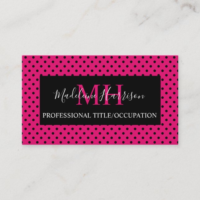 Pink & Black Trendy Business Card (Front)