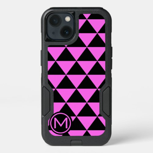 Pink Black Triangle Monogram iPhone 13 Case