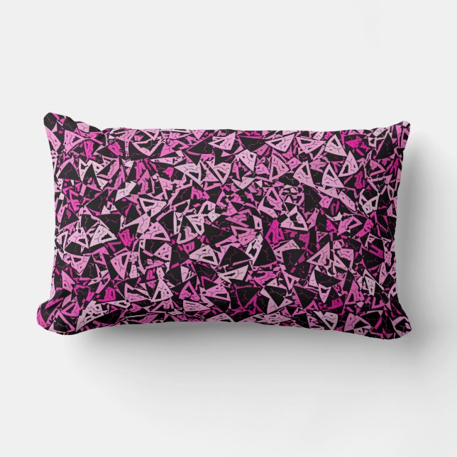 Pink Black Triangle Seamless Pattern Lumbar Pillow (Front)