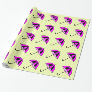 Pink Black Umbrella Custom Glossy Wrapping Paper
