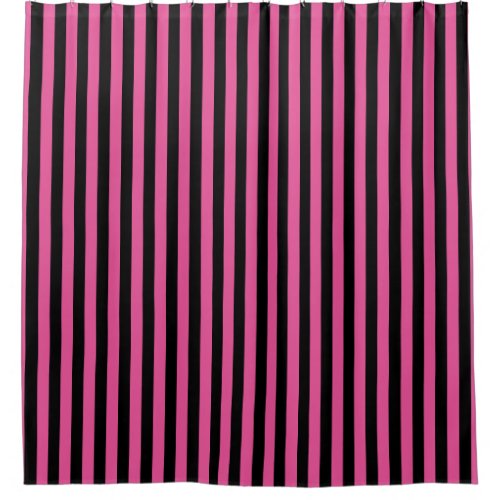 Pink Black Vertical Stripe Halloween Shower Curtain