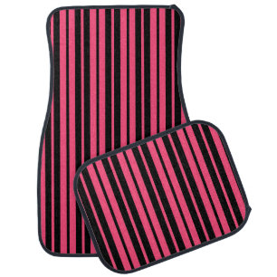 Pink Black Vertical Stripes Pattern Design Car Floor Mat