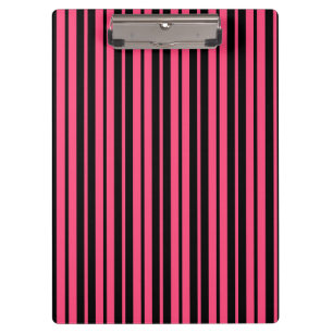 Pink Black Vertical Stripes Pattern Design Clipboard