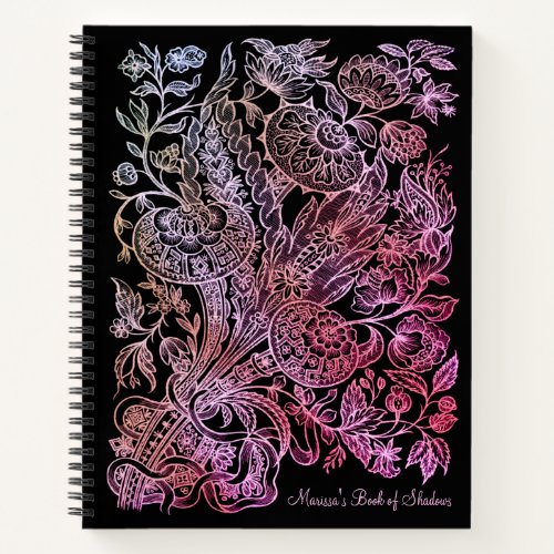 Pink  Black Vintage Gothic Flower Book of Shadows