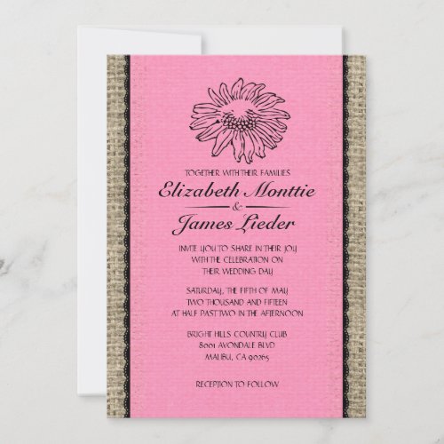 Pink &amp; Black Vintage Lace Wedding Invitations