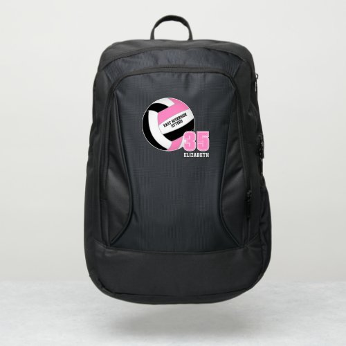 pink black volleyball club team colors custom name port authority backpack