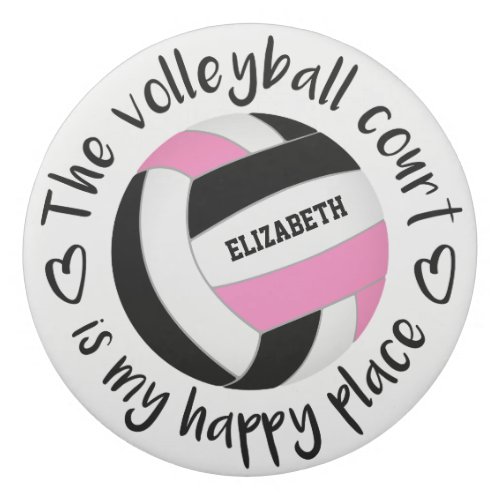 pink black volleyball court my happy place eraser