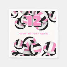 pink black volleyball party girls birthday