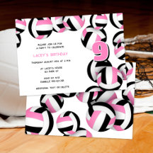 pink black volleyballs girls sports birthday party