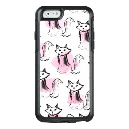 Pink Black Watercolor Brushstrokes Modern Cats Otterbox Iphone 6/6s Ca