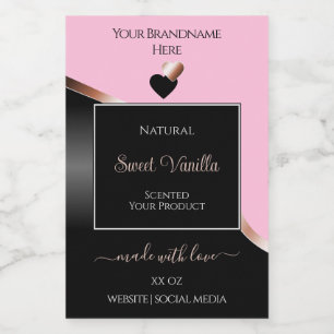 Pink Black Wavy Rose Gold Hearts Product Labels