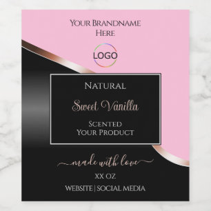 Pink Black Wavy Rose Gold with Logo Product Labels