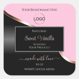 Pink Black Wavy Rose Gold with Logo Product Labels