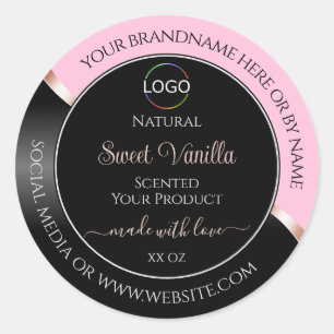 Pink Black Wavy Rose Gold with Logo Product Labels