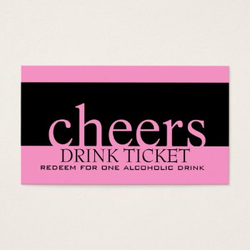 Pink Black Wedding Drink Ticket For Reception by monogramgallery at Zazzle