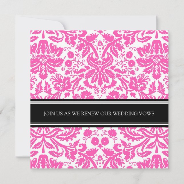 Pink Black Wedding Vow Renewal Invitation (Front)